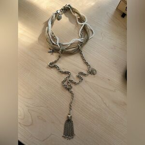Gold Betsey Johnson Nautical Sea Horse Pearl Necklace Rare beach summer jewlery